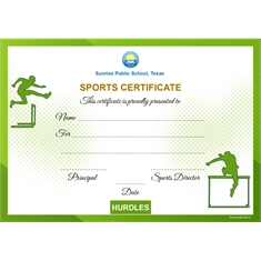 School Sports Award Certificate Hurdles A4 Size | Use on Laser Printer